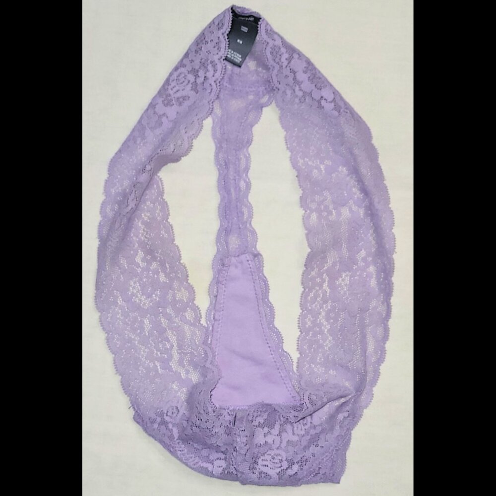 NWOT Women's Aerie Purple Lace Thong Size M Sexy - Picture 6 of 7